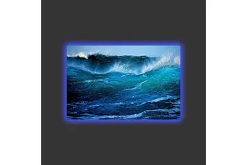 Lerretsbilde med LED-belysning - Storslått havbølge i bevegelse - Turkis / Mørk blå / Hvit - Interiør - Maleri & posters - Lerretsbilder