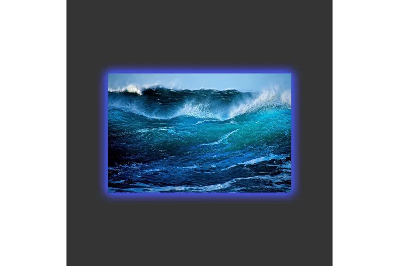 Lerretsbilde med LED-belysning - Storslått havbølge i bevegelse - Turkis / Mørk blå / Hvit - Interiør - Maleri & posters - Lerretsbilder