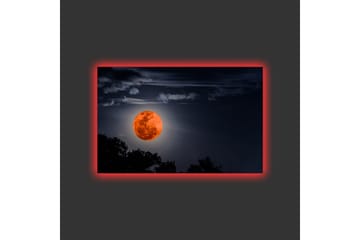 Lerretsbilde med LED-belysning - Storslått måne som lyser opp nattehimmelen - Mørk blå / Oransje / Svart - Interiør - Maleri & posters - Lerretsbilder