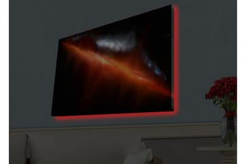 Lerretsbilde med LED-belysning - Storslått romscene med tåker i varme farger - Rød / Oransje / Blå - Interiør - Maleri & posters - Lerretsbilder