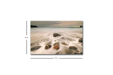 Lerretsbilde med LED-belysning - Strandscene med myke bølger som omslutter steiner - Grå / Beige / Svart - Interiør - Maleri & posters - Lerretsbilder