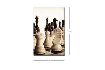 Lerretsbilde med LED-belysning - Strategisk sjakkoppsett med trebrikker - Beige / Svart / Brun - Interiør - Maleri & posters - Lerretsbilder