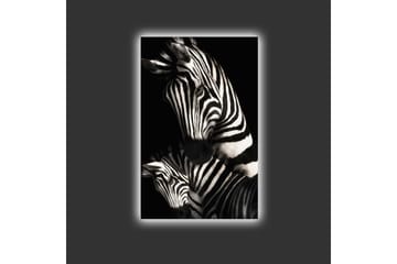 Lerretsbilde med LED-belysning - Svart-hvite sebraer med karakteristiske striper - Svart / Hvit - Interiør - Maleri & posters - Lerretsbilder