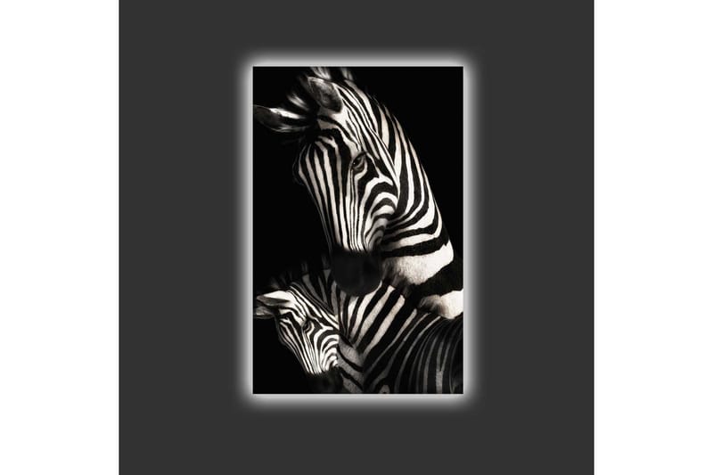 Lerretsbilde med LED-belysning - Svart-hvite sebraer med karakteristiske striper - Svart / Hvit - Interiør - Maleri & posters - Lerretsbilder