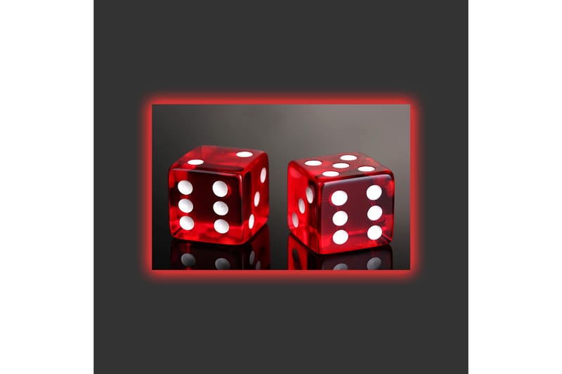 Lerretsbilde med LED-belysning - Terninger i knallrødt med hvite prikker - Rød / Hvit - Interiør - Maleri & posters - Lerretsbilder