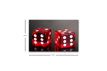 Lerretsbilde med LED-belysning - Terninger i knallrødt med hvite prikker - Rød / Hvit - Interiør - Maleri & posters - Lerretsbilder