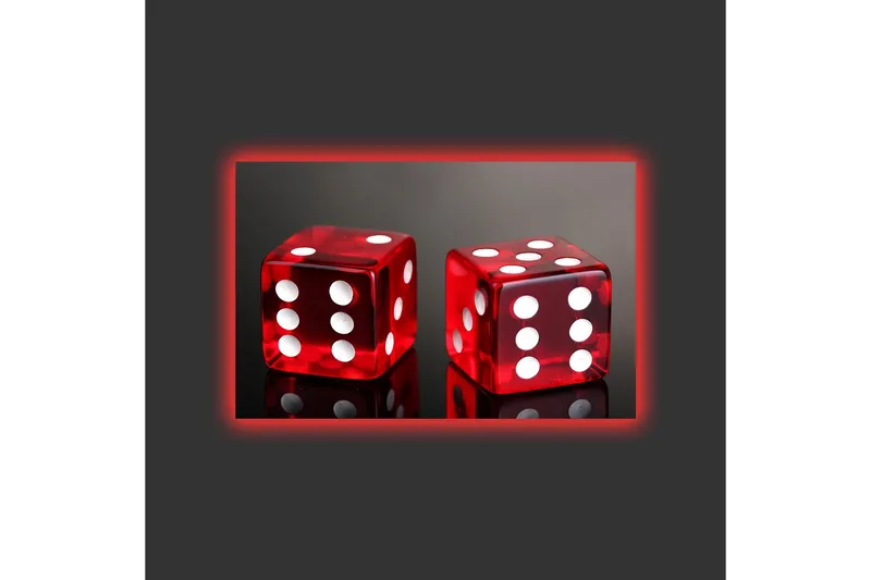 Lerretsbilde med LED-belysning - Terninger i knallrødt med hvite prikker - Rød / Hvit - Interiør - Maleri & posters - Lerretsbilder