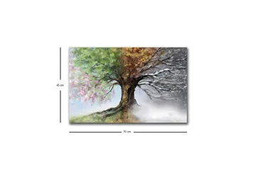Lerretsbilde med LED-belysning - Trær med skiftende årstider i en harmonisk komposisjon - Grønn / Brun / Grå - Interiør - Maleri & posters - Lerretsbilder