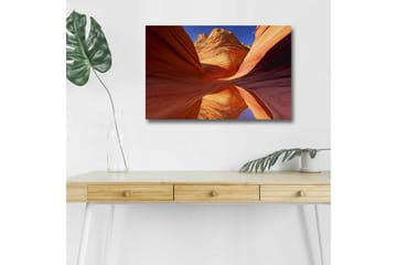 Lerretsbilde med LED-belysning - Vakker kløft med buede fjellvegger i varme nyanser - Rød / Oransje / Blå - Interiør - Maleri & posters - Lerretsbilder