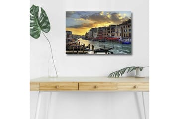 Lerretsbilde med LED-belysning - Vakker utsikt over en venetiansk kanal ved solnedgang - Blå / Oransje / Beige - Interiør - Maleri & posters - Lerretsbilder