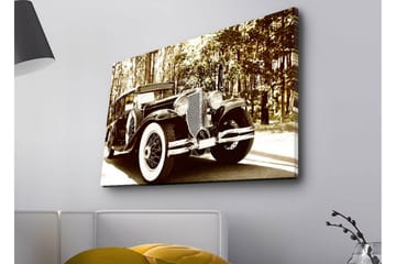 Lerretsbilde med LED-belysning - Veteranbil i naturskjønne omgivelser - Svart / Hvit / Grå - Interiør - Maleri & posters - Lerretsbilder