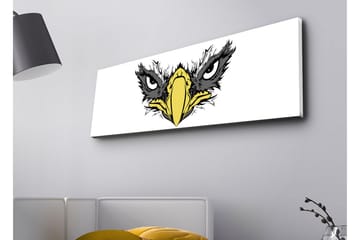 Lerretsbilde med LED-belysning - Vild ørn med intense øyne - Svart / Gul / Hvit - Interiør - Maleri & posters - Lerretsbilder