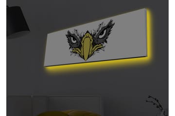 Lerretsbilde med LED-belysning - Vild ørn med intense øyne - Svart / Gul / Hvit - Interiør - Maleri & posters - Lerretsbilder