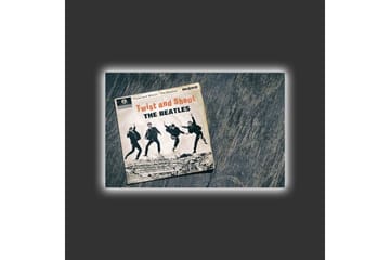 Lerretsbilde med LED-belysning - Vintage albumomslag med The Beatles i aksjon - Svart / Grå / Beige - Interiør - Maleri & posters - Lerretsbilder