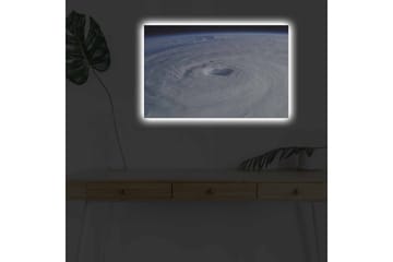 Lerretsbilde med LED-belysning - Virvlende skyer i en tropisk syklon - Hvit / Blå / Grå - Interiør - Maleri & posters - Lerretsbilder