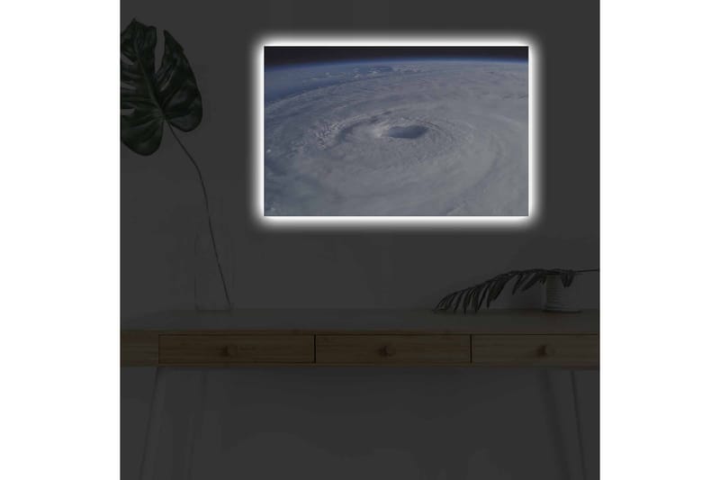 Lerretsbilde med LED-belysning - Virvlende skyer i en tropisk syklon - Hvit / Blå / Grå - Interiør - Maleri & posters - Lerretsbilder