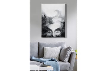 Lerretsbilde - Mystisk ansikt med intense øyne i en tåkete komposisjon - Svart / Grå / Hvit - Interiør - Maleri & posters - Lerretsbilder