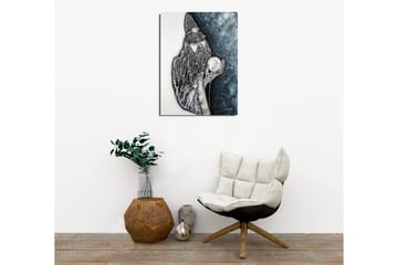 Lerretsbilde - Mystisk figur med langt skjegg og krystallkule - Mørk blå / Svart / Hvit - Interiør - Maleri & posters - Lerretsbilder