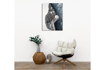 Lerretsbilde - Mystisk figur med langt skjegg og krystallkule - Mørk blå / Svart / Hvit - Interiør - Maleri & posters - Lerretsbilder