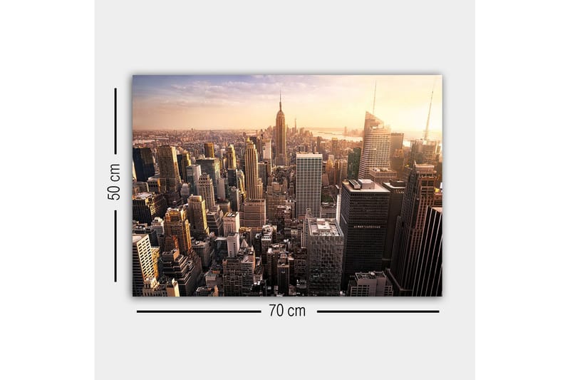 Lerretsbilde - New York Citys skyline ved solnedgang - Gull / Grå / Blå - Interiør - Maleri & posters - Lerretsbilder