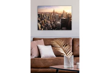 Lerretsbilde - New York Citys skyline ved solnedgang - Gull / Grå / Blå - Interiør - Maleri & posters - Lerretsbilder