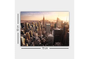 Lerretsbilde - New York Citys skyline ved solnedgang - Gull / Grå / Blå - Interiør - Maleri & posters - Lerretsbilder