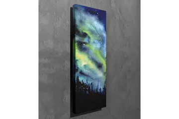 Lerretsbilde - Nordlys over en mørk skog - Mørk blå / Grønn / Svart - Interiør - Maleri & posters - Lerretsbilder