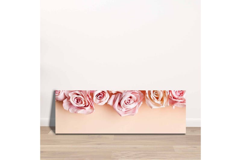 Lerretsbilde - Rosa roser i myke nyanser mot en lys bakgrunn - Lys rosa / Mørk rosa / Beige - Interiør - Maleri & posters - Lerretsbilder