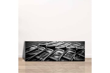 Lerretsbilde - Samling av båter i svart-hvitt - Svart / Grå / Hvit - Interiør - Maleri & posters - Lerretsbilder