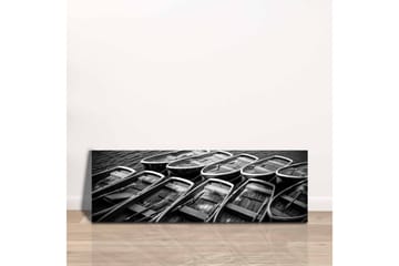 Lerretsbilde - Samling av båter i svart-hvitt - Svart / Grå / Hvit - Interiør - Maleri & posters - Lerretsbilder