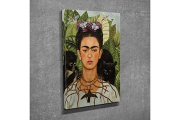 Lerretsbilde - Selvportrett med dyr og grøntområder i bakgrunnen - Grønn / Brun / Svart - Interiør - Maleri & posters - Lerretsbilder