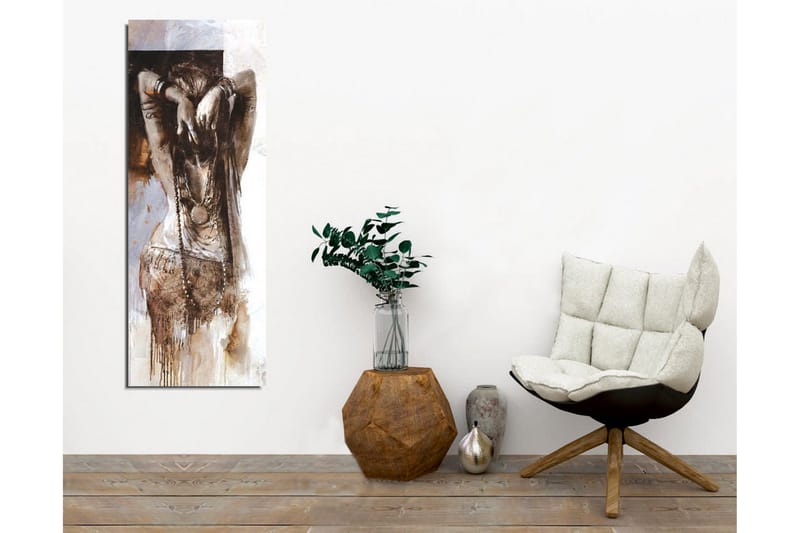 Lerretsbilde - Sensuell kvinne med oppsatt hår i en abstrakt komposisjon - Brun / Beige / Hvit - Interiør - Maleri & posters - Lerretsbilder