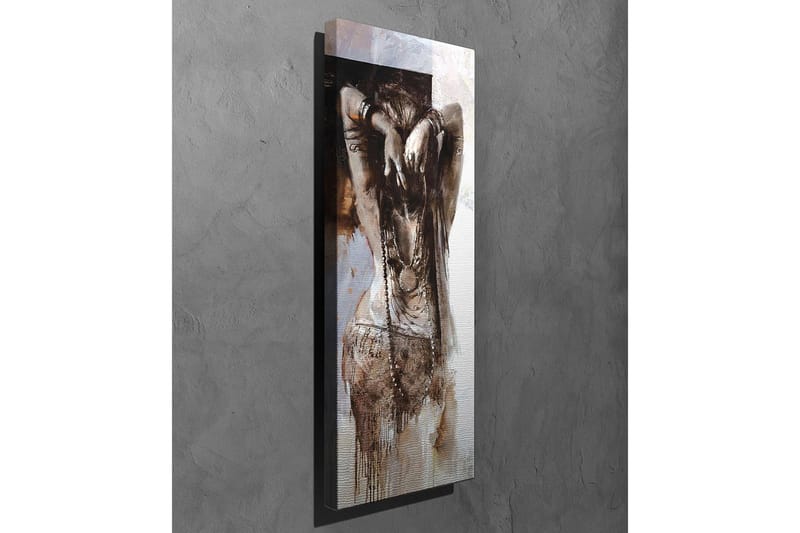 Lerretsbilde - Sensuell kvinne med oppsatt hår i en abstrakt komposisjon - Brun / Beige / Hvit - Interiør - Maleri & posters - Lerretsbilder