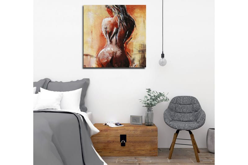 Lerretsbilde - Sensuell nakenfigur med fokus på ryggen - Terrakotta / Beige / Svart - Interiør - Maleri & posters - Lerretsbilder