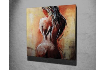 Lerretsbilde - Sensuell nakenfigur med fokus på ryggen - Terrakotta / Beige / Svart - Interiør - Maleri & posters - Lerretsbilder