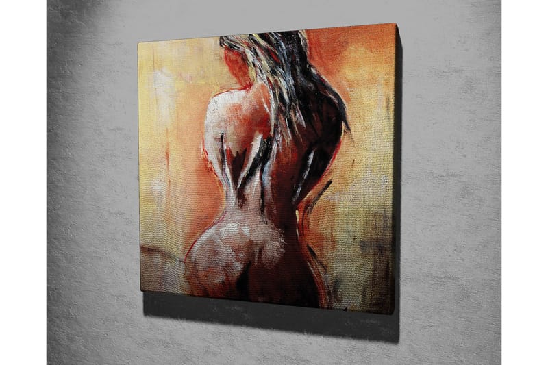 Lerretsbilde - Sensuell nakenfigur med fokus på ryggen - Terrakotta / Beige / Svart - Interiør - Maleri & posters - Lerretsbilder