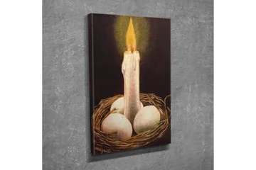 Lerretsbilde - Skinnende lys i et rede med egg - Hvit / Brun / Gul - Interiør - Maleri & posters - Lerretsbilder