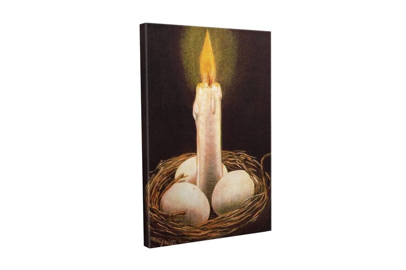 Lerretsbilde - Skinnende lys i et rede med egg, Hvit / Brun / Gul