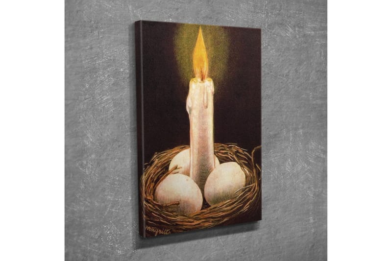 Lerretsbilde - Skinnende lys i et rede med egg - Hvit / Brun / Gul - Interiør - Maleri & posters - Lerretsbilder