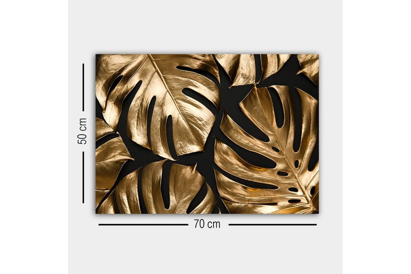 Lerretsbilde - Skinnende monsterablader i gulltoner - Gull / Svart - Interiør - Maleri & posters - Lerretsbilder