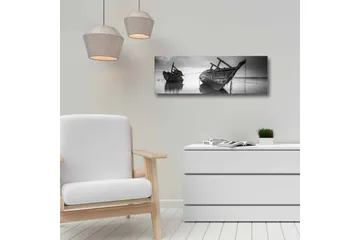 Lerretsbilde - Skipsvrak i rolige farvann - Svart / Hvit / Grå - Interiør - Maleri & posters - Lerretsbilder