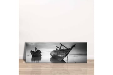 Lerretsbilde - Skipsvrak i rolige farvann - Svart / Hvit / Grå - Interiør - Maleri & posters - Lerretsbilder