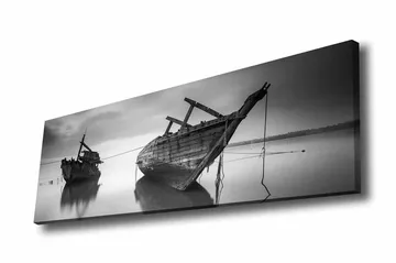 Lerretsbilde - Skipsvrak i rolige farvann - Svart / Hvit / Grå - Interiør - Maleri & posters - Lerretsbilder