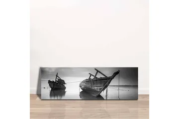 Lerretsbilde - Skipsvrak i rolige farvann - Svart / Hvit / Grå - Interiør - Maleri & posters - Lerretsbilder