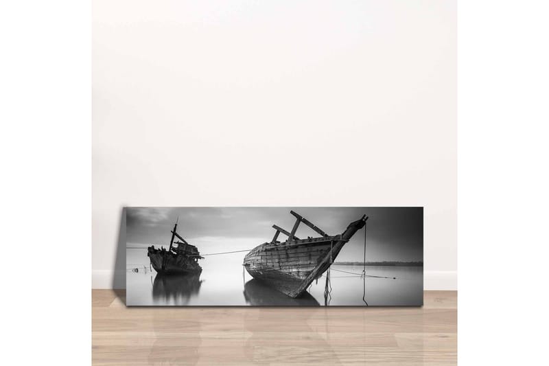 Lerretsbilde - Skipsvrak i rolige farvann - Svart / Hvit / Grå - Interiør - Maleri & posters - Lerretsbilder