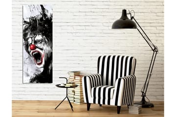 Lerretsbilde - Skrikende klovn med rød nese og dramatiske ansiktstrekk - Svart / Hvit / Rød - Interiør - Maleri & posters - Lerretsbilder