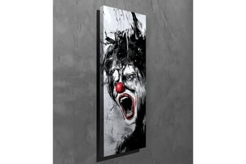 Lerretsbilde - Skrikende klovn med rød nese og dramatiske ansiktstrekk - Svart / Hvit / Rød - Interiør - Maleri & posters - Lerretsbilder