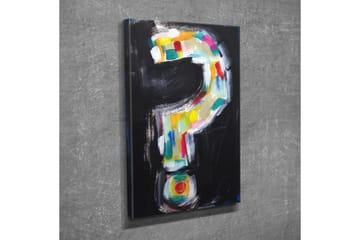 Lerretsbilde - Spørsmålstegn i fargerik stil - Svart / Hvit / Gul - Interiør - Maleri & posters - Lerretsbilder