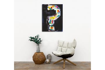Lerretsbilde - Spørsmålstegn i fargerik stil - Svart / Hvit / Gul - Interiør - Maleri & posters - Lerretsbilder