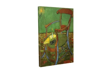 Lerretsbilde - Stående stol med tent lysestake og gul duk - Grønn / Brun / Gul - Interiør - Maleri & posters - Lerretsbilder